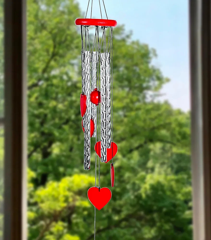 Heart Shape Wind Chime with Silver Pipes Wind Chime -017