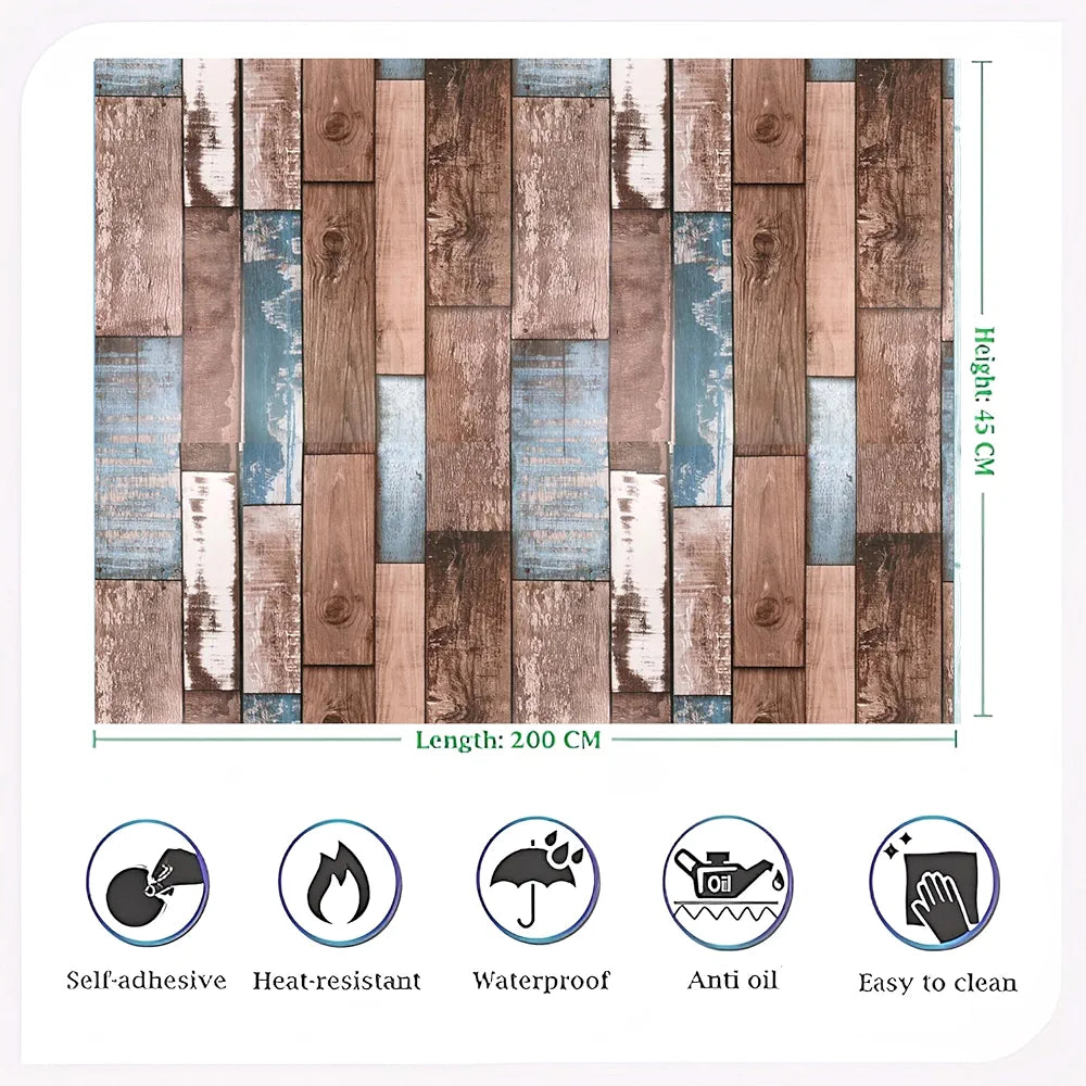 Jaamso Royals Dark Vitange Wood Strips Peel and Stick Wallpaper