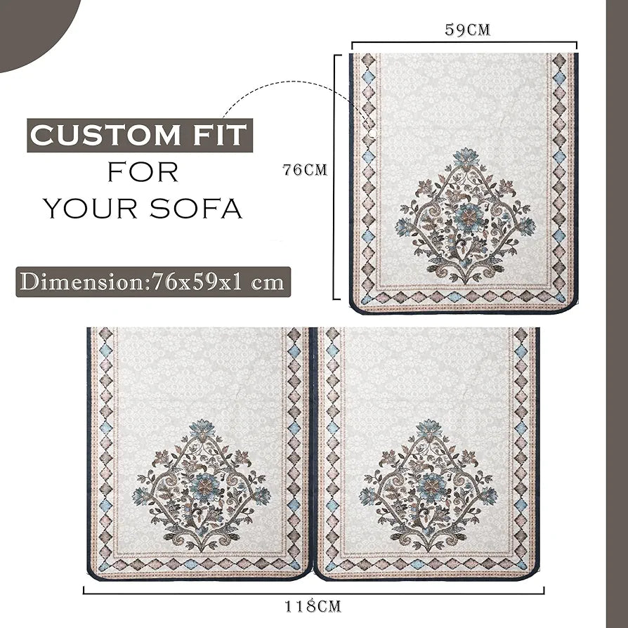 Kuber Industries Sofa Cover Net 2+1+1 Seater Sofa Slip Cover Set Flower Digital Embroidery Print-730 Green