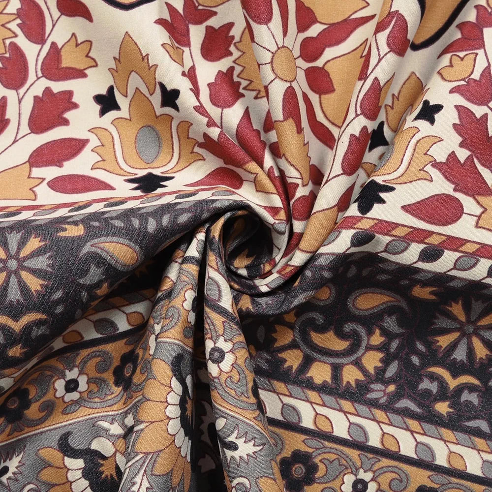 Cloth Fusion 186tc Glace Cotton Elastic Fitted Bedsheet for Double Bed King Size with 2 Pillow Covers Floral Beige