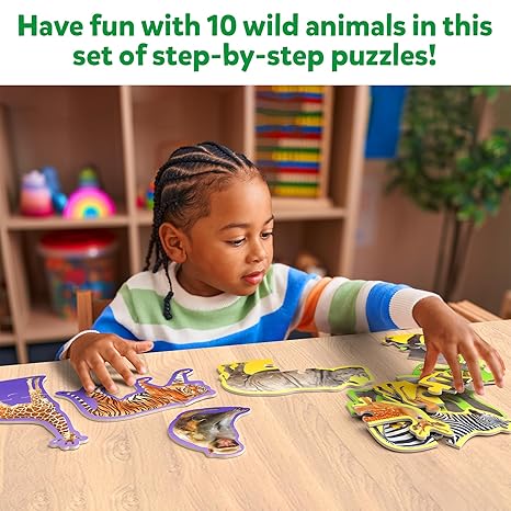 Skillmatics Step by Step Puzzle 40 Piece Wild Animal Jigsaw & Toddler Puzzles Educational Montessori Toy