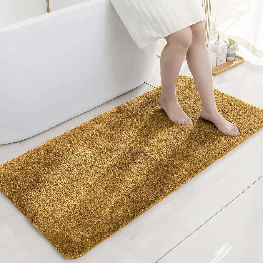 Luxe Home International Microfibre Rectangular Bath Mat Super Soft Anti Skid Newman Mats For Bathroom Colour Gold