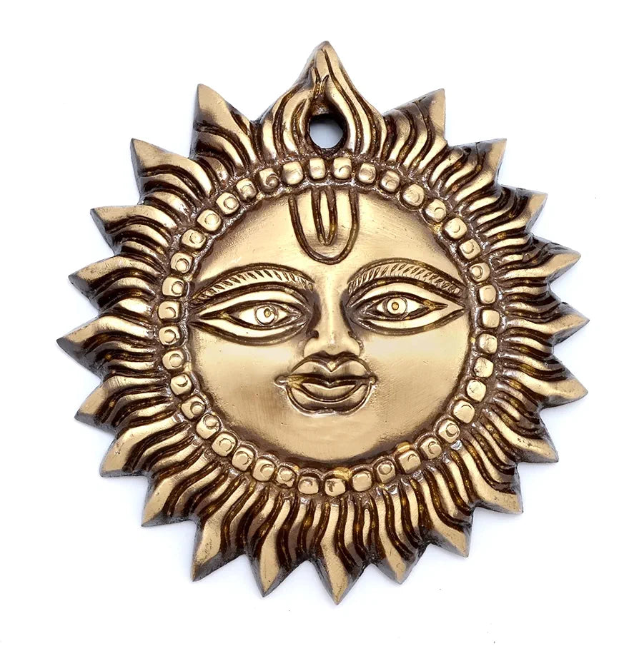 Two Moustaches Brass Smiling Surya Wall Hanging Antique Brown Standard