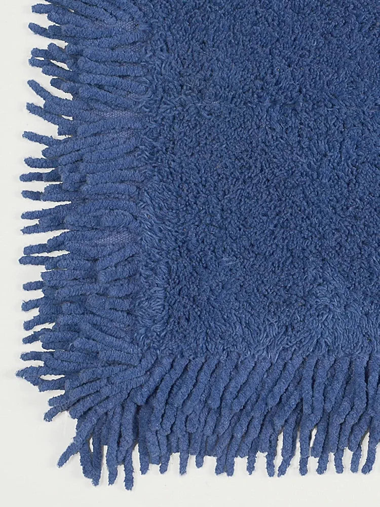Saral Home Shaggy Soft Cotton Durable & Washable Multipurpose Bedside Runner Colour Blue
