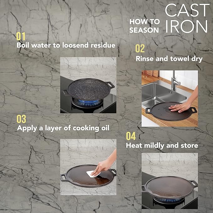 Sumeet Super Smooth Gold Series Pre Seasoned Cast Iron Flat Tawa for Dosa|30.5cm 2.3kg Gas