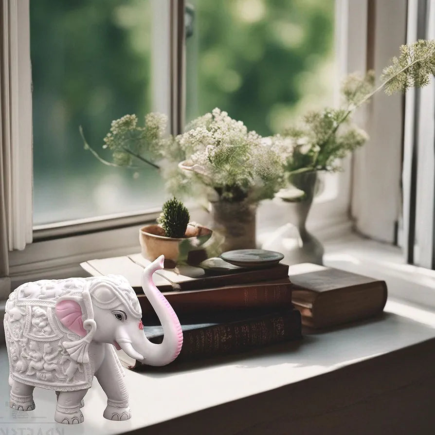 Kraftskala Pack of 2 White Elephant Showpieces Home Decor