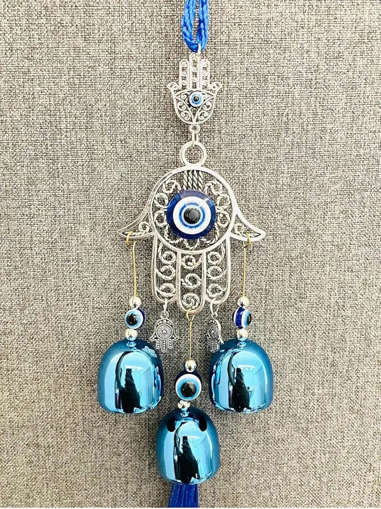 WS Evil Eye Wind Chime 3 Bells Evil Eye Wall Hanging