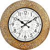 RoyalsCart Ethnic Handcrafted Decorative Wall Clock with Emboss Metal Golden Antique Wooden Wall Clock [KTWC255N] Golden Emboss Metal