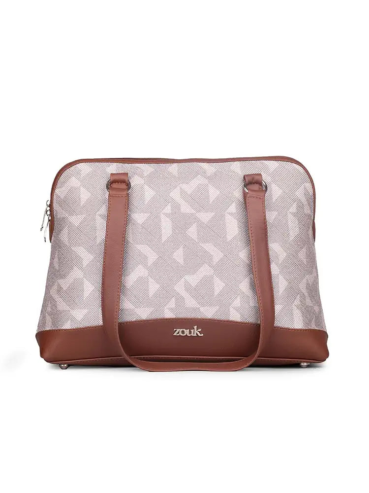 Zouk Carry All Work Bag Jute & Vegan Leather Handcrafted Women's Shoulder Bag