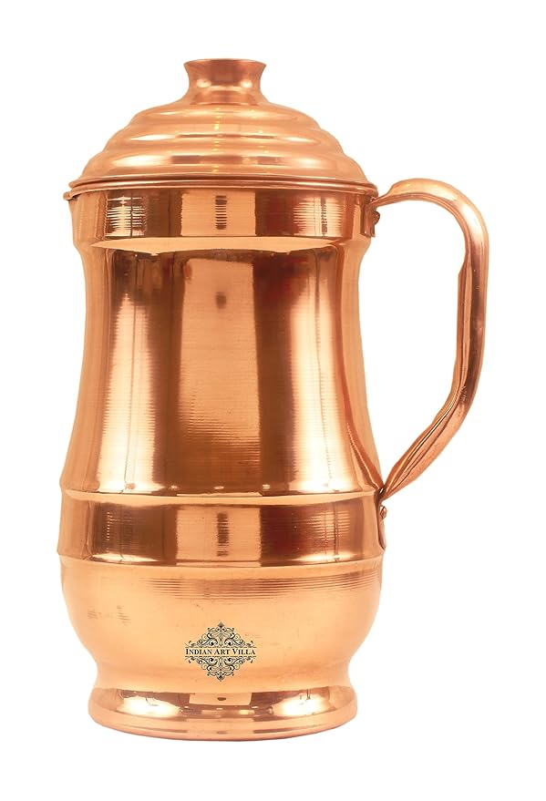 Indian Art Villa Copper Water Jug Pitcher Traditional Design