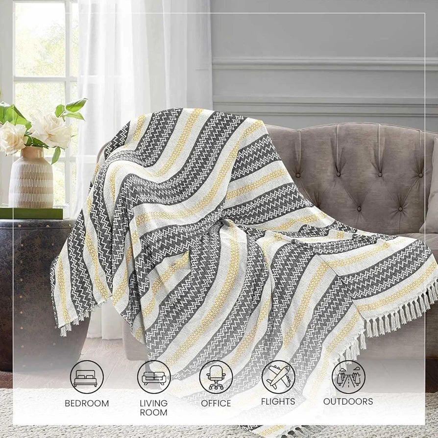 Sashaa World Geometric Sofa Throw Blanket Multicolour