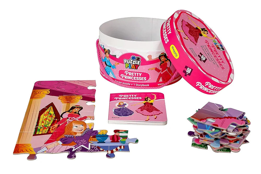 The Book Tree Pretty Princess Puzzle Box for Kids I 50+ Jigsaw Puzzle Pieces & 1 Storybook I Fun Toy for Children Age 3+ I for Children by Majestic Book Club