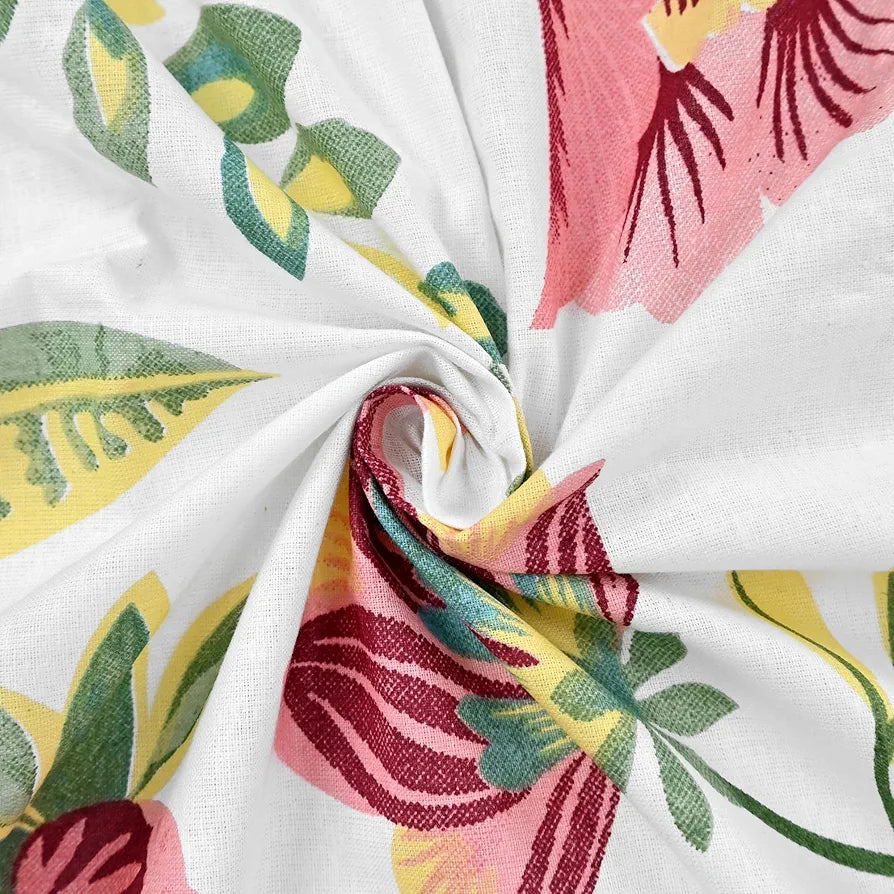 Divine Casa 144 TC 100% Cotton Bedsheet for Double Bed with Pillow Covers Colour Magenta Green