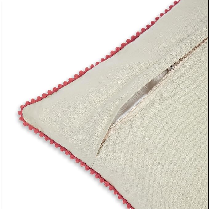 Haus & kinder Cotton Decorative Embroidered Cushion Cover | Colour Outline Floral