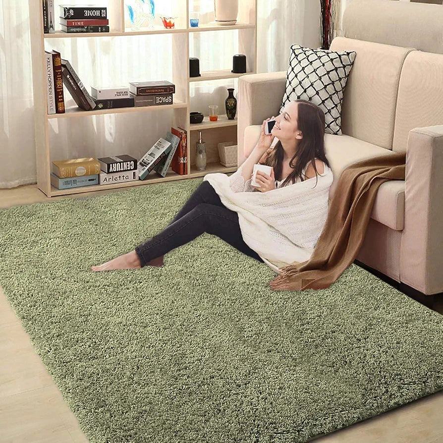 Luxe Home International Carpet Super Soft Anti Slip Vegas Rectangular Rugs 3X5 Feet Colour Green