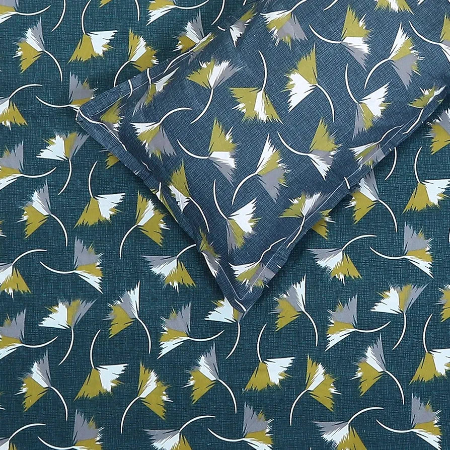 Status Contract Spring Summer Collection Rich Double Bedsheet with 2 Pillow Colour Green