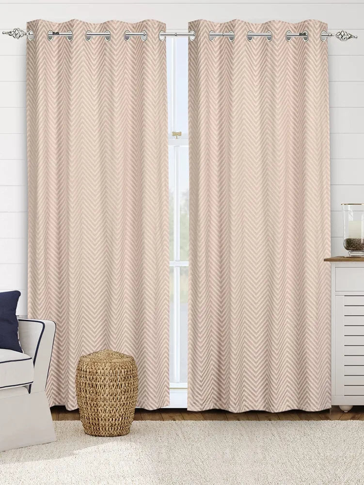 Saral Home Easy Living Chevron Designer Curtains Colour Beige