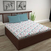 Divine Casa 144 TC Super Soft Cotton Bedsheet for Double Bed  144 Thread Count Abstract Colour Red Teal & White