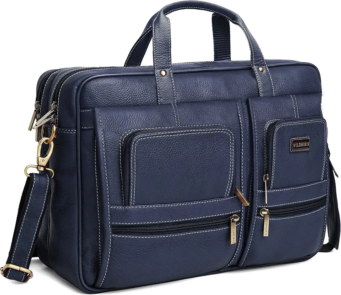 WildHorn® Classic Leather Laptop Messenger Bag for Men I Office Bags I Travel Bags I Carry Handle with Adjustable Strap I DIMENSION : L-16 inch W-4 inch H-12 inch
