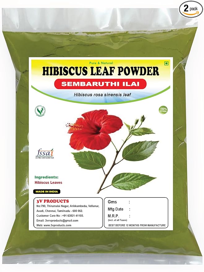 3V  Products  Hibiscus Leaf Powder - 50 gms- Pack of 2