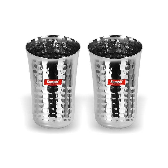 Sumeet Stainless Steel Big Lassi Glass 2 Pieces 300 ml Each