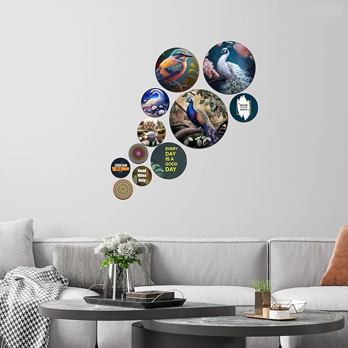 Artvibes Decorative Wooden Wall Hanging Decoration Item | Pack of 11 Pieces