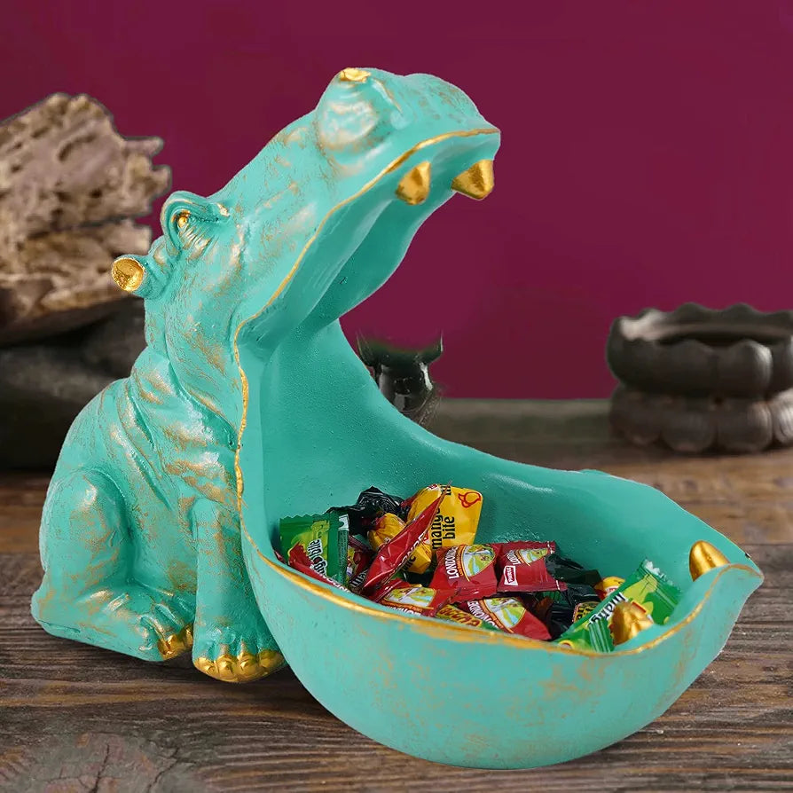 Zart Angry Hippopotamus Mouth Open Face Sculpture Polyresin Showpiece