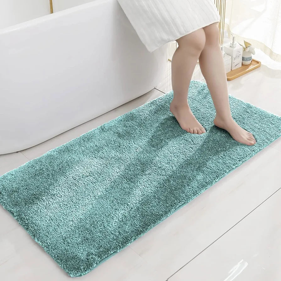 Luxe Home International Microfibre Luxe Home Bath Mat Anti Skid Slip Bathroom Floor Door Rectangular Mats Colour Aqua