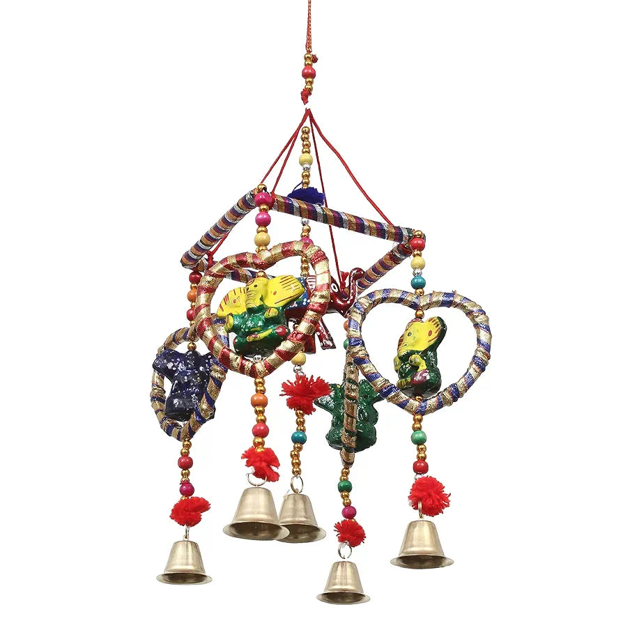 eCraftIndia Handcrafted Decorative Lord Ganesha Wall Hanging Bell STRGAN503