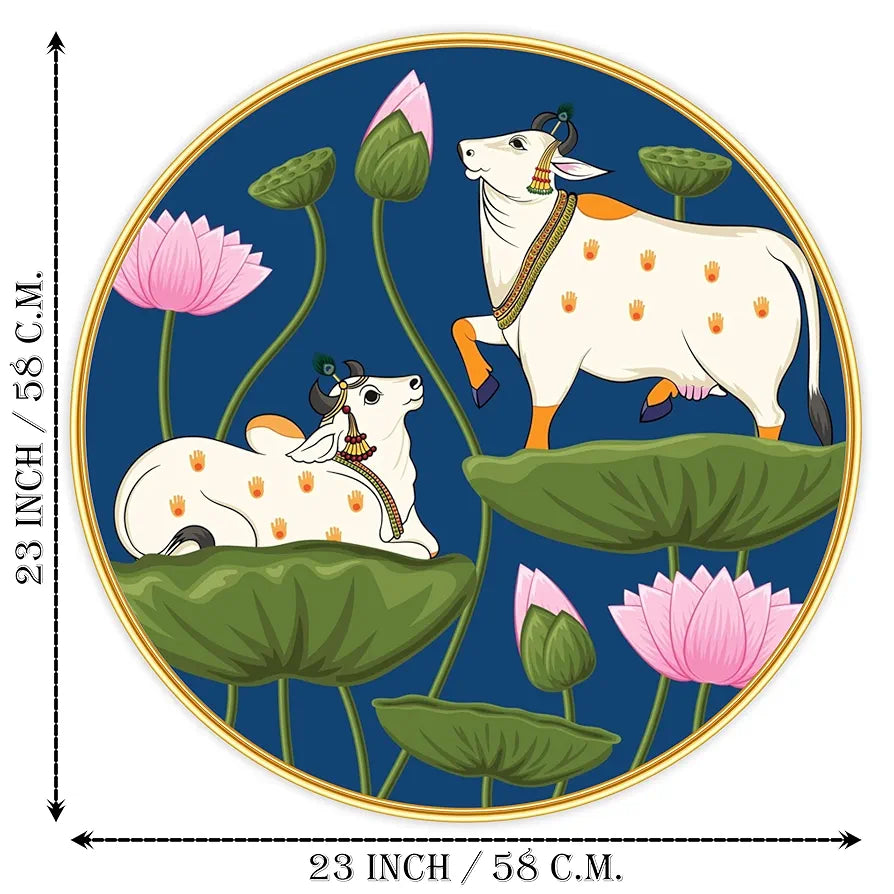 Livin'luxe Paintings Cow Pichwai Modern Art Premium Sparkle Lamination Golden GR-41