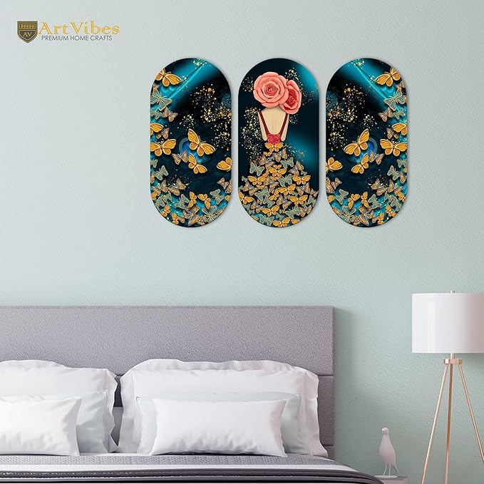 Artvibes Beautiful and Creative Art Printed Wooden Wall Hanger for Home | Set of 3