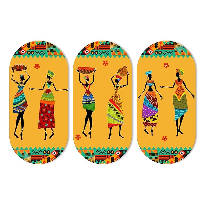 Artvibes African Warli Art Wooden Wall Hanging Decoration Items for Home | Set of 3