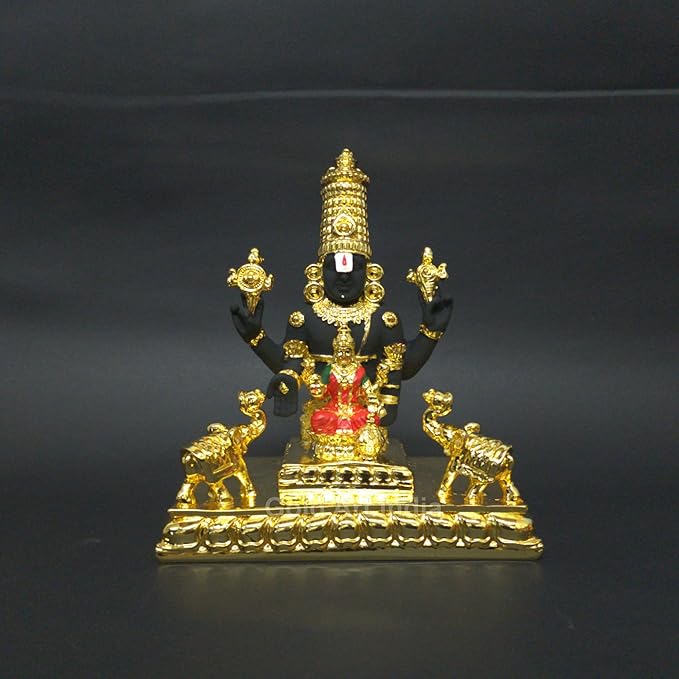 Gold Art India Idol Tirupati Balaji Gajalakshmi Gold Plated Venkateswara Swamy Gold Plated Statue