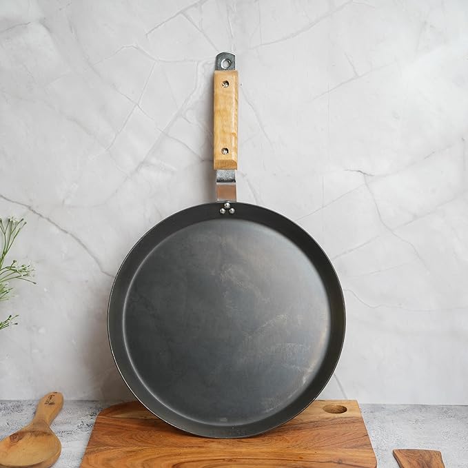 Femora 12 Inchs Iron Flat Tawa With Wooden Handle | Tawa for Roti