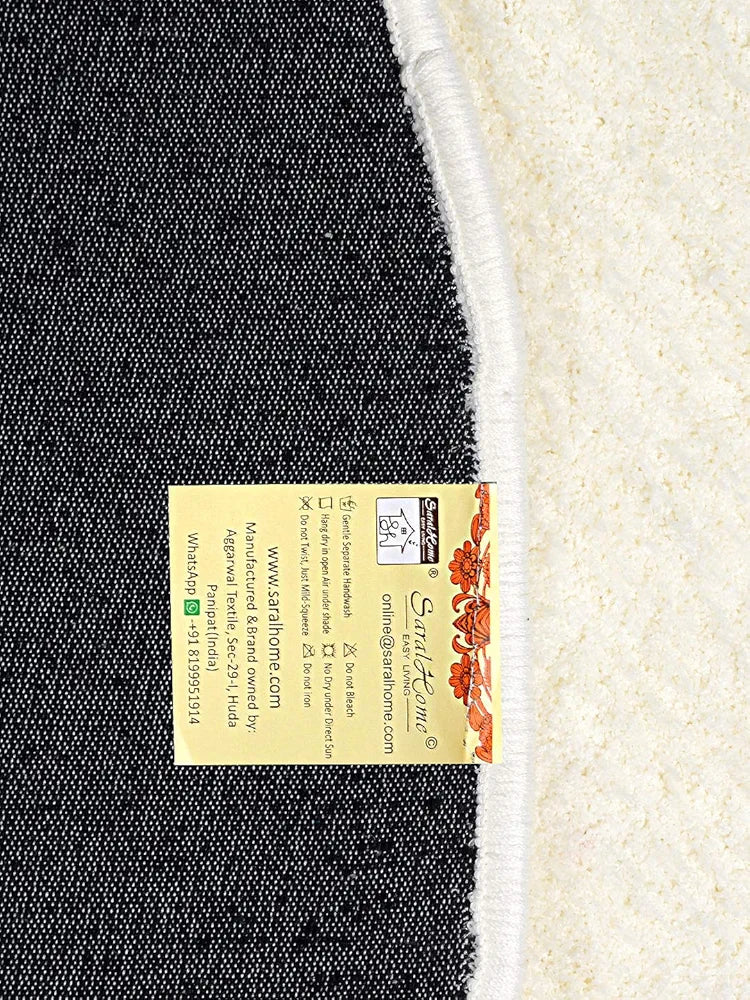 Saral Home Neo Shaggy Yarn Anti-Skid Round Mats Colour Ivory