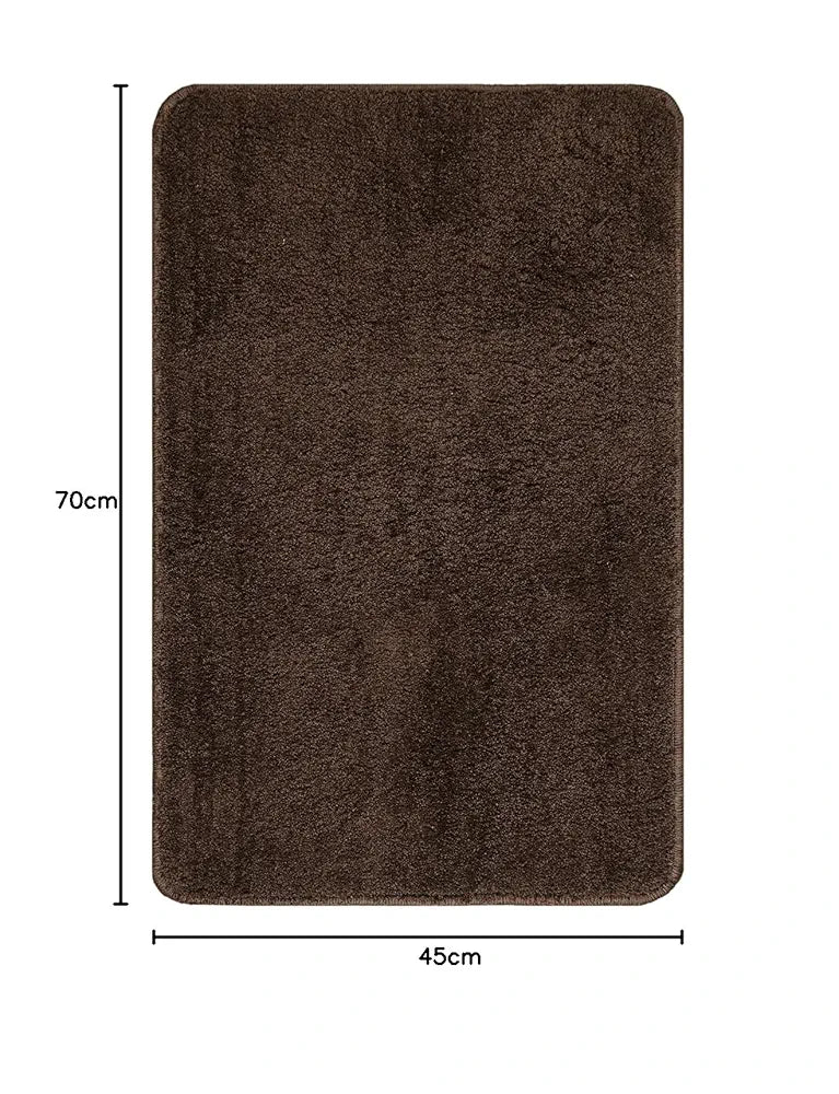 Saral Home Neo Shaggy Yarn Anti-Skid Bath Mats Colour Brown
