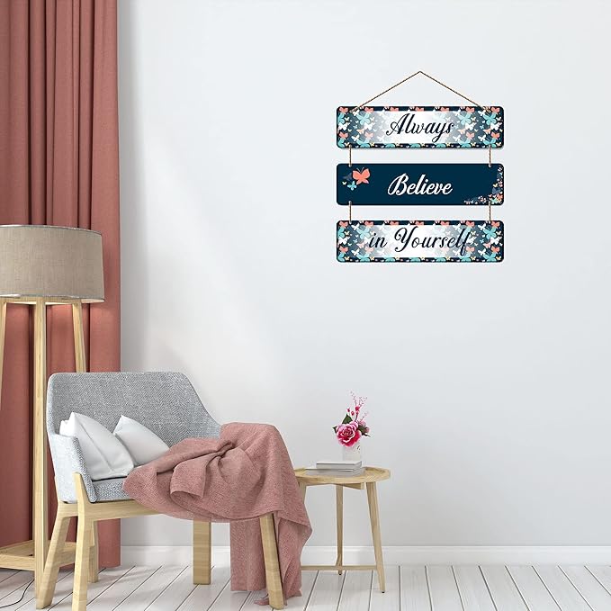 Artvibes Always Believe in Yourself Quote Wooden Wall Hanger for Home Decor | Artwork Ornaments Hanging