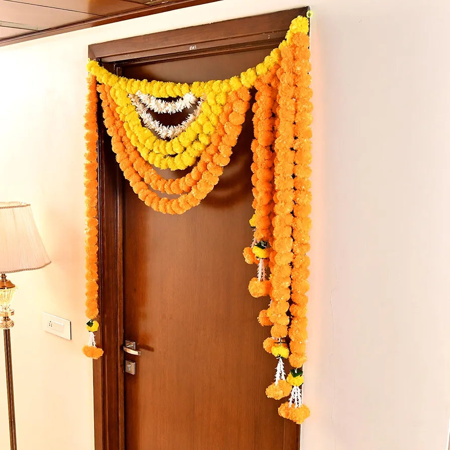 Toran for Main Door Entrance Fluffy Flower Bandarwal Toran 49 inch length Type 3