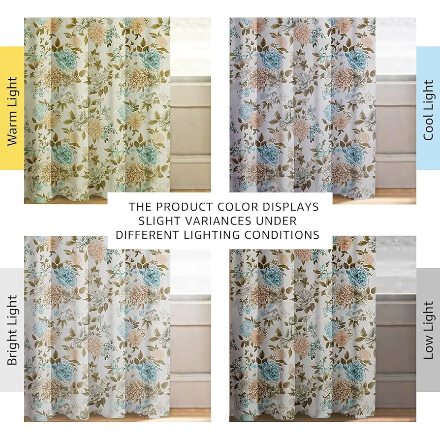 Cloth Fusion Blackout Printed Premium Window Curtains 5 Feet Long Set of 2 Blue Blooms