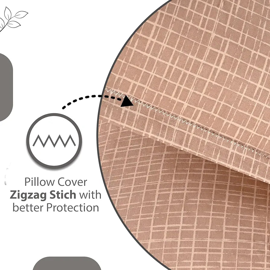 Divine Casa 144 TC 100% Pure Cotton Queen Size Double Bed Bedsheet with 2 Pillow Covers Wavy Pattern Colour Charcoal Blue