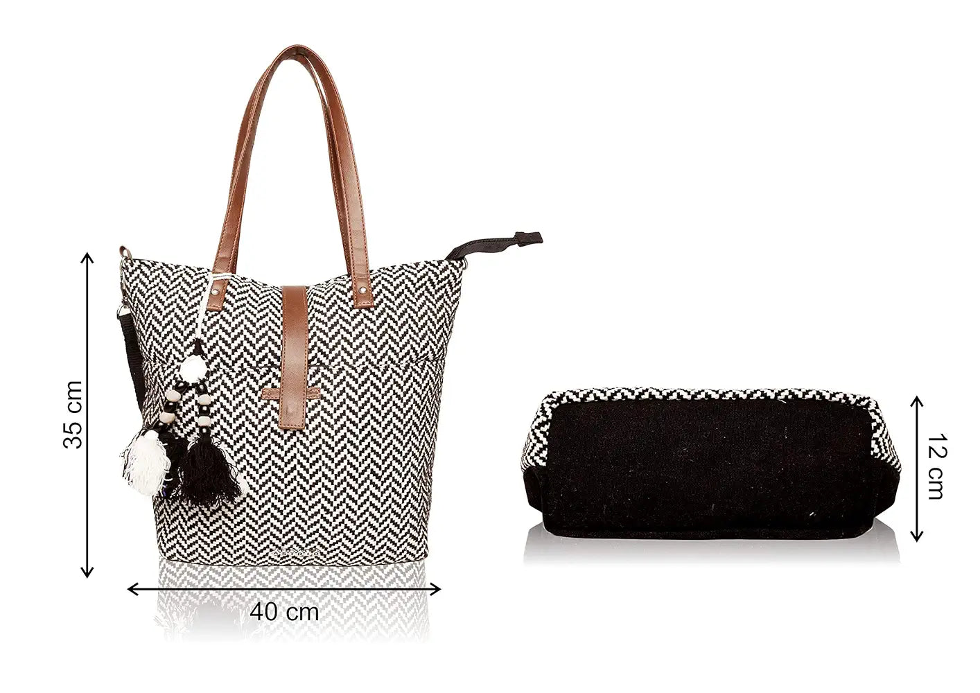 Astrid Cotton Tote Bags Black Textured