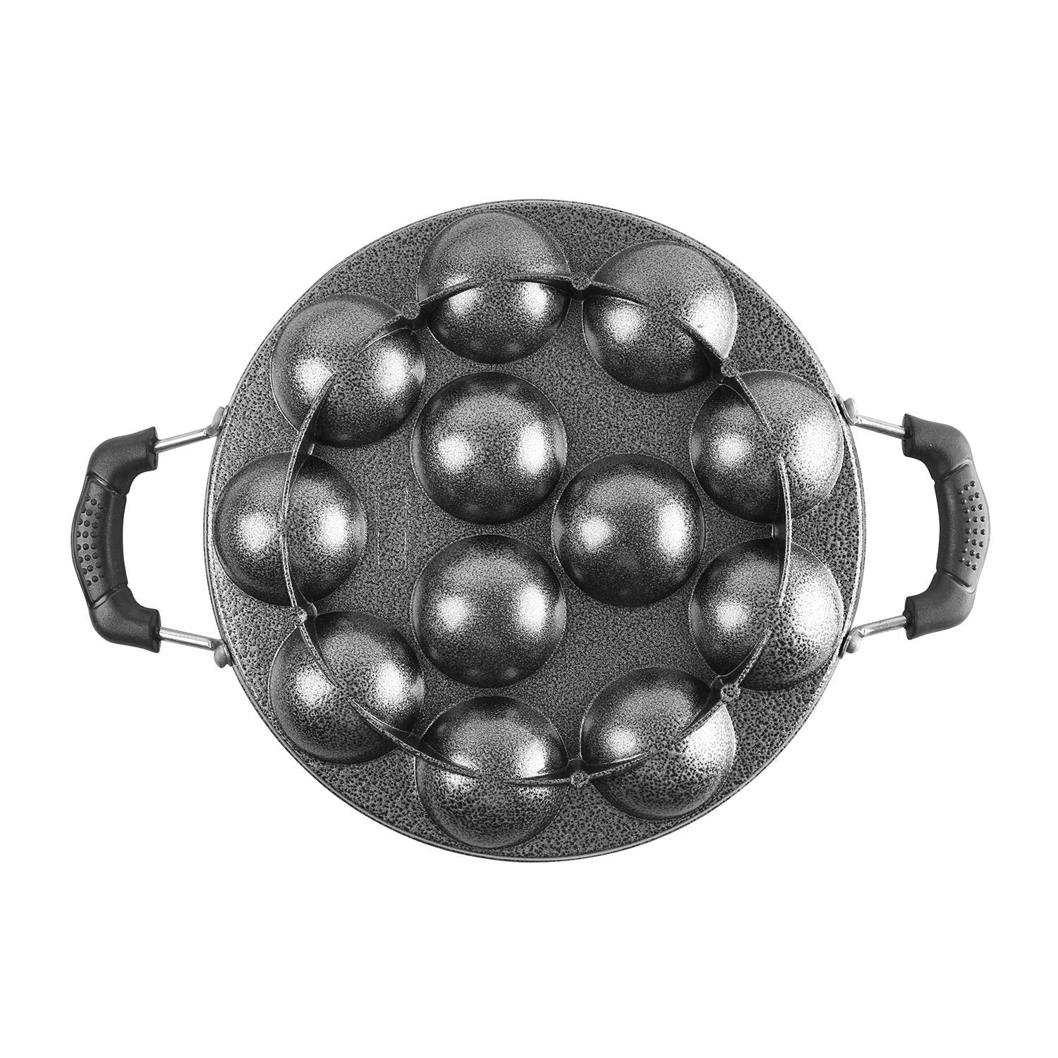 Cello Non-Stick 12 Cavity Appam Patra Kan with Stainless Steel Lid | 2 Side Handle | Appam Maker