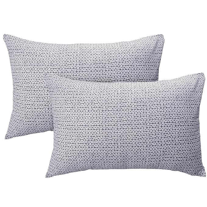 Huesland by Ahmedabad Cotton 144 TC Cotton Bedsheets for King Size Bed with 2 Pillow Covers | Grey & White