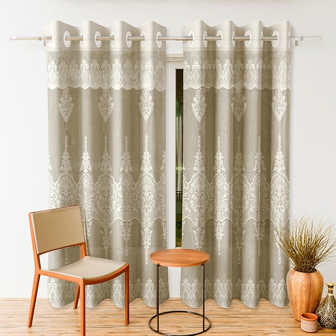 Kuber Industries Door Curtains Premium Drapes for Bedroom SY15ZZ Cream Colour