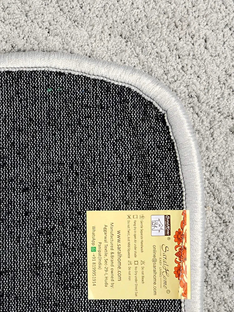 Saral Home Neo Shaggy Yarn Anti-Skid Bath Mats Colour Grey