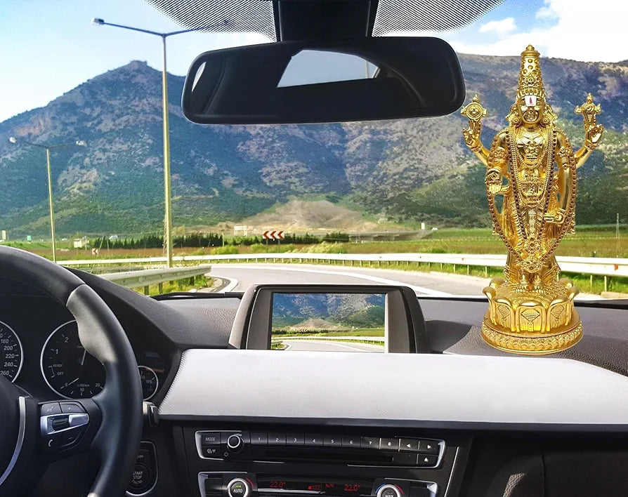 Gold Art India Lord Tirupati Balaji Idol Murti for Mandir Gold Matte