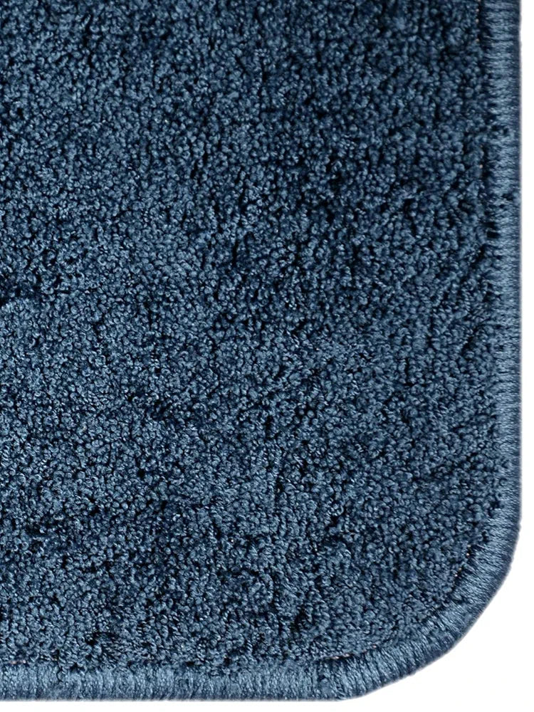 Saral Home Neo Shaggy Yarn Anti-Skid Bath Mats Colour Blue