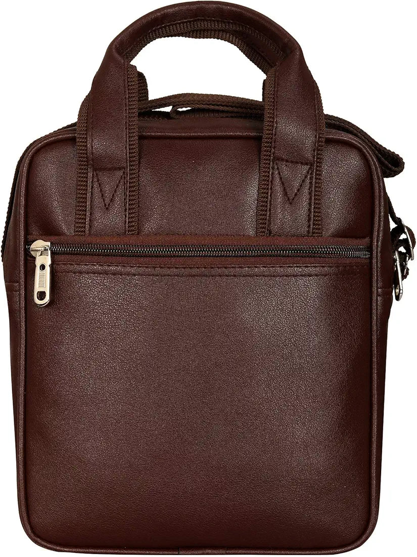 Leather World Pu Leather Brown Messenger Cross Sling Bag Body Travel Office One Side Chest Shoulder For Men & Women