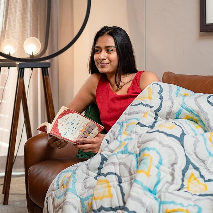 Urban Space Double Bed Comforter Microfiber 3 Layered Quilt Printed AC Blanket Colour Morocco