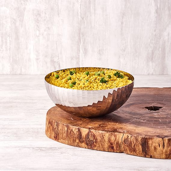 Arttdinox Stainless Steel Serving Bowl | Large Dining Table Bowl | Salads, Pasta, Noodles Serving Bowl